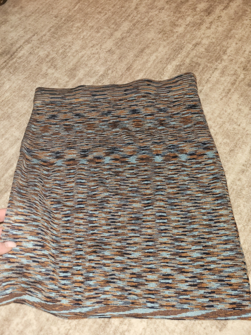 Cotton On Blue and Brown Patterned Knit Mini Skirt